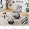 010-Ergonomic Recliner Chair with Ottoman, Modern Chenille Fabric Massage Swivel Lounge Chair with Footrest, Adjustable Backrest for Home or Office